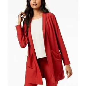 Vintage Made in USA Eileen Fisher Women’s Large Red Relaxed Open Front Jacket